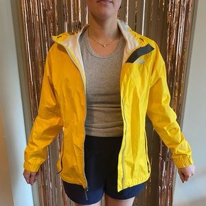 Yellow, North Face rain jacket